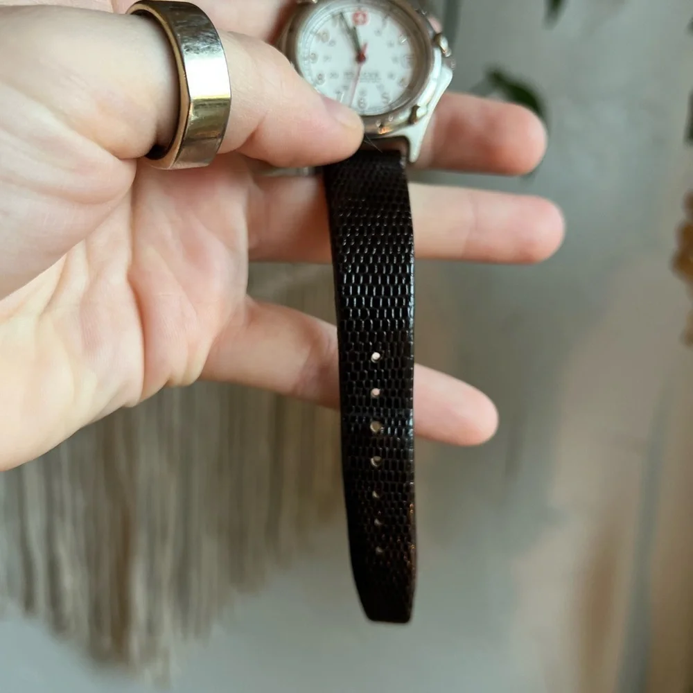 Wenger Swiss Military Women’s Watch Stainless Steel Date Window, Genuine Leather